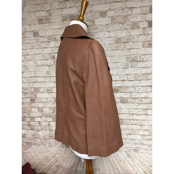 Classiques Entier Women’s L Soft Brown Genuine Lamb Leather Cropped Jacket - Picture 5 of 9